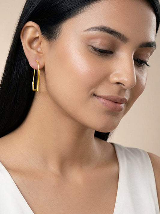 Golden Abstract Hoop Earrings