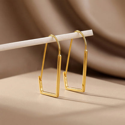 Golden Abstract Hoop Earrings