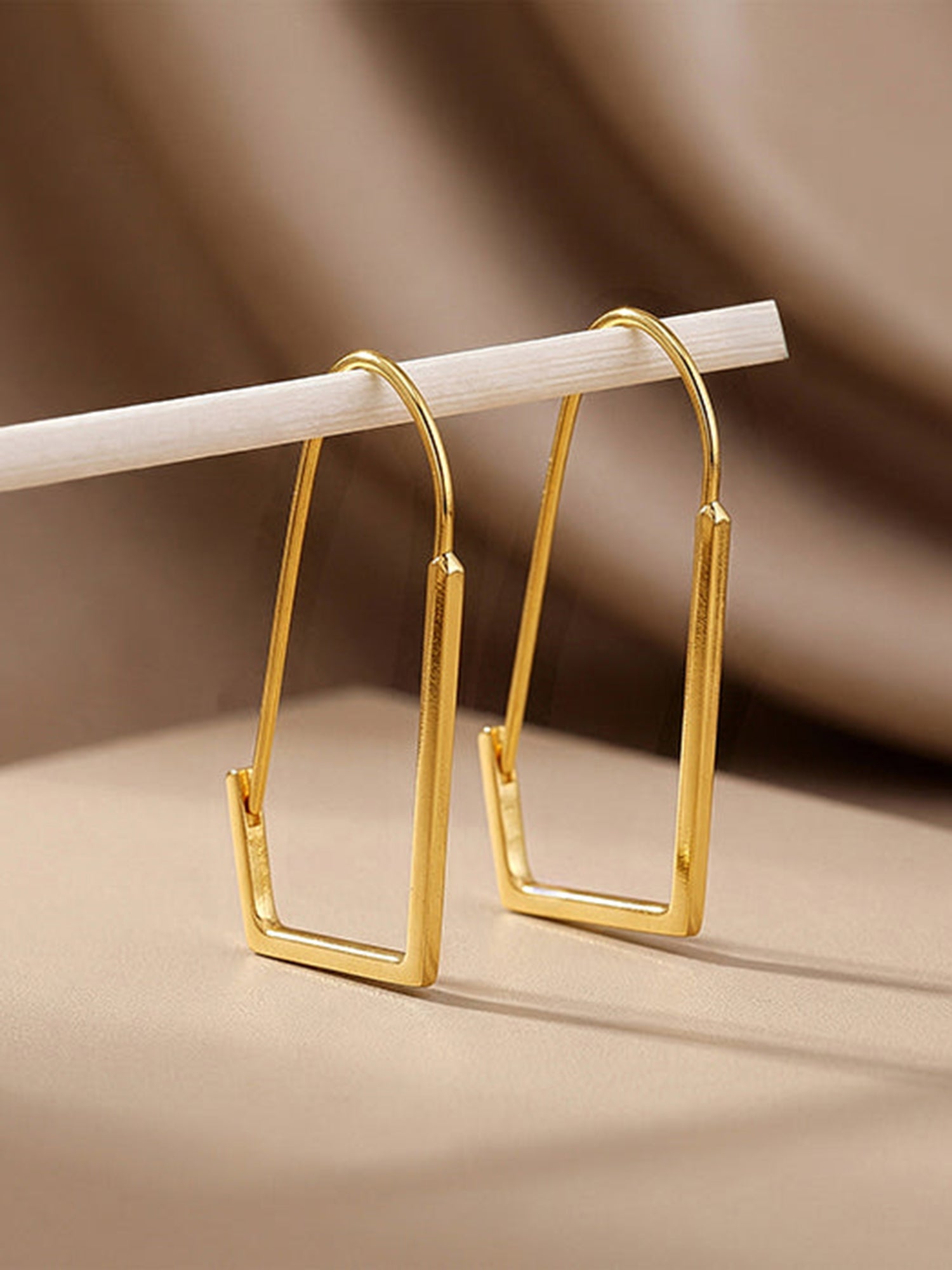 Golden Abstract Hoop Earrings