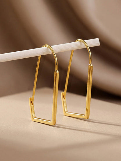Golden Abstract Hoop Earrings
