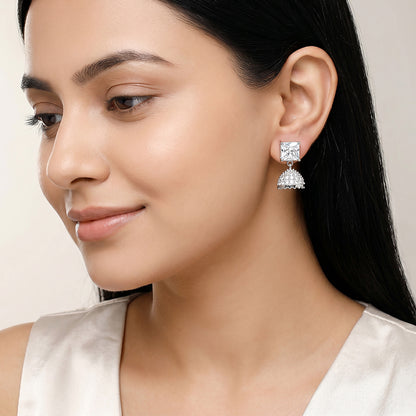 Silver Chanderi Jhumki