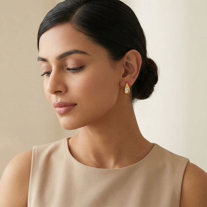 Golden Chunky Teardrop Earrings