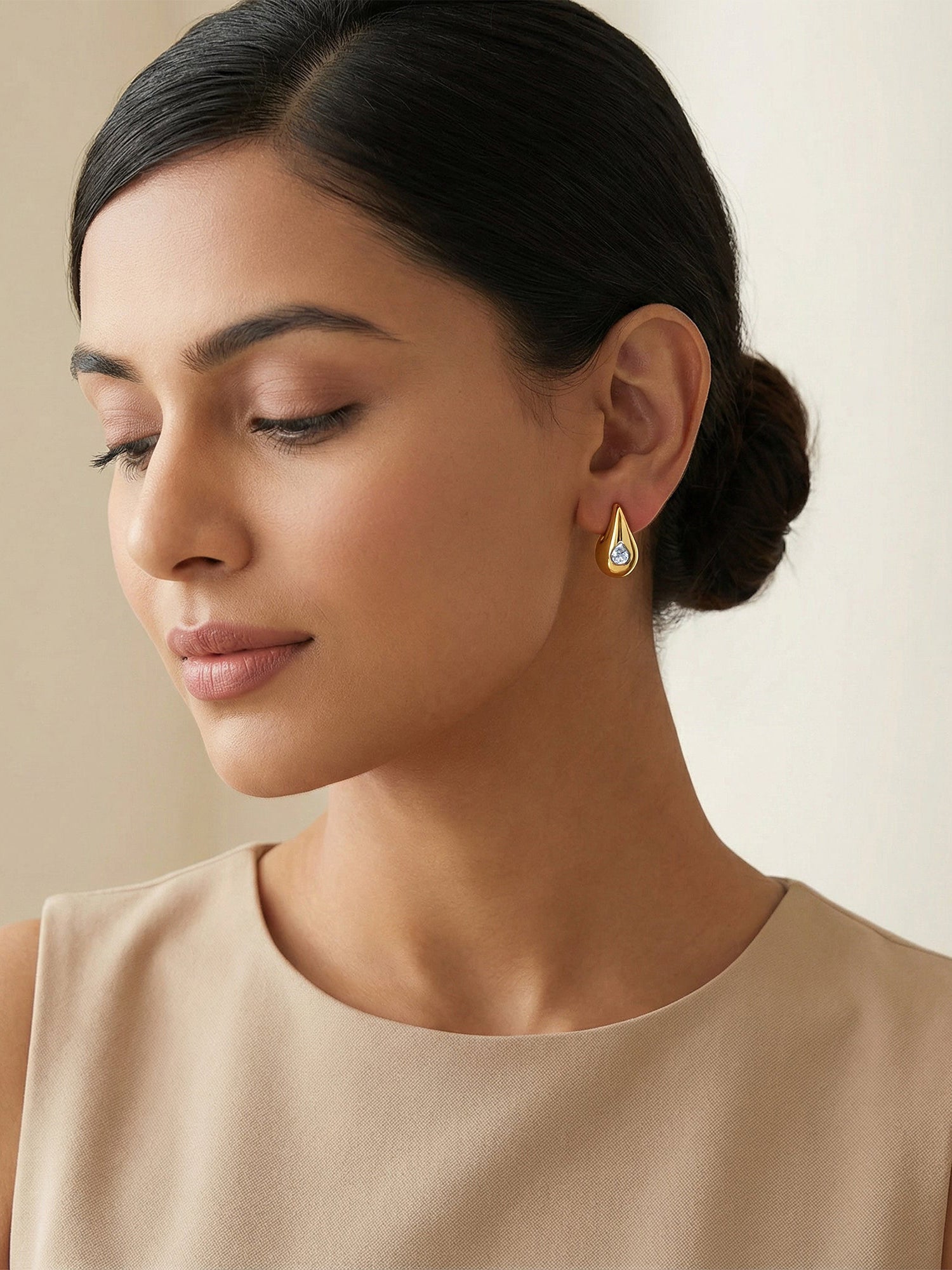 Golden Chunky Teardrop Earrings