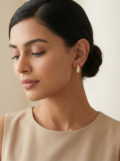 Golden Chunky Teardrop Earrings