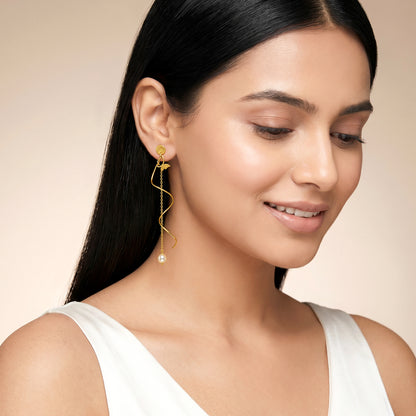Golden Pearl Reverie Dangler Earrings