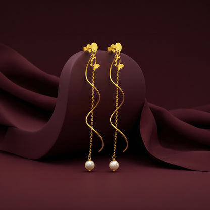 Golden Pearl Reverie Dangler Earrings
