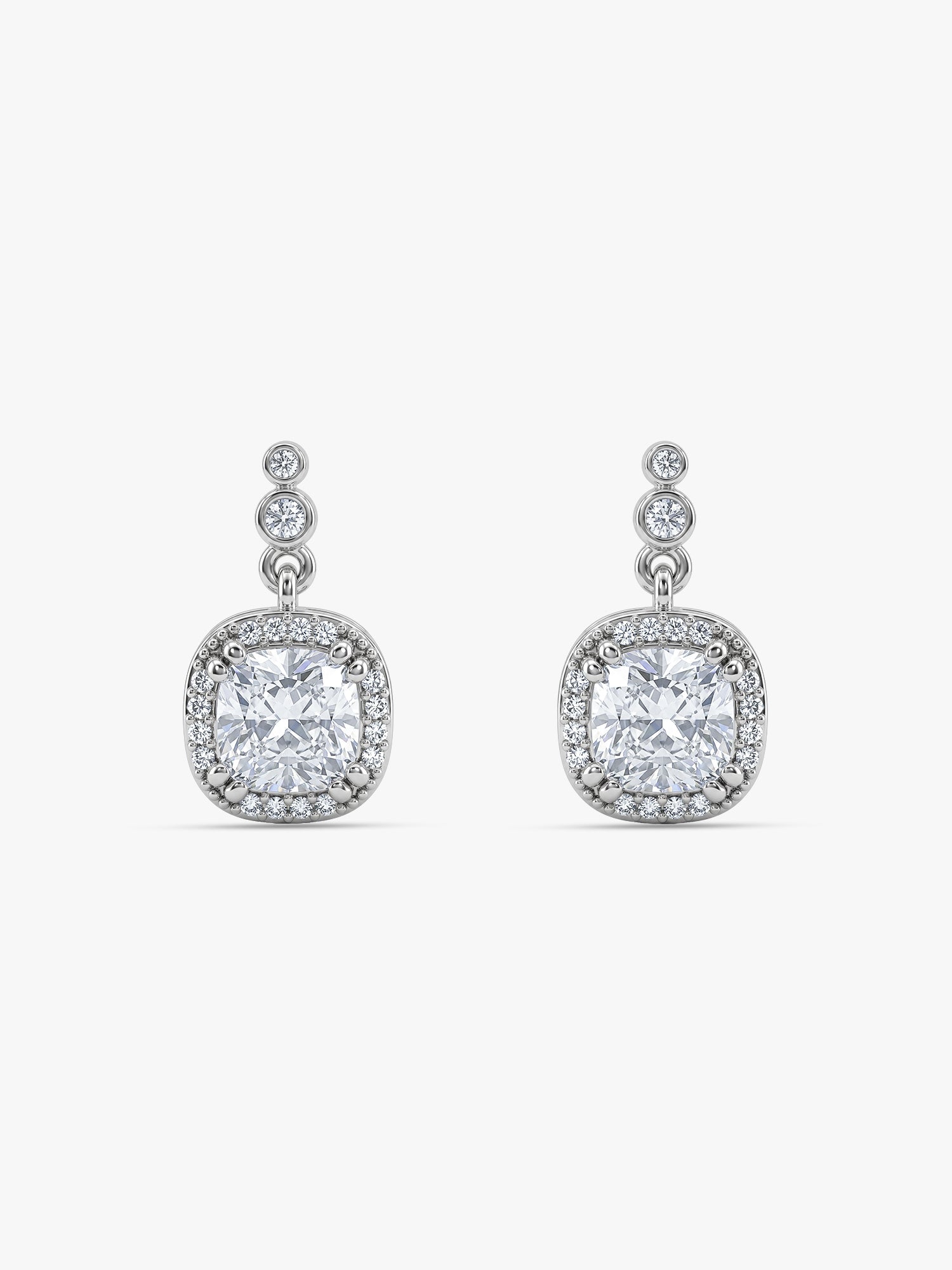 Silver Zircon Halo Earrings