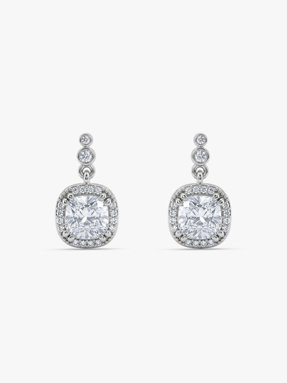 Silver Zircon Halo Earrings