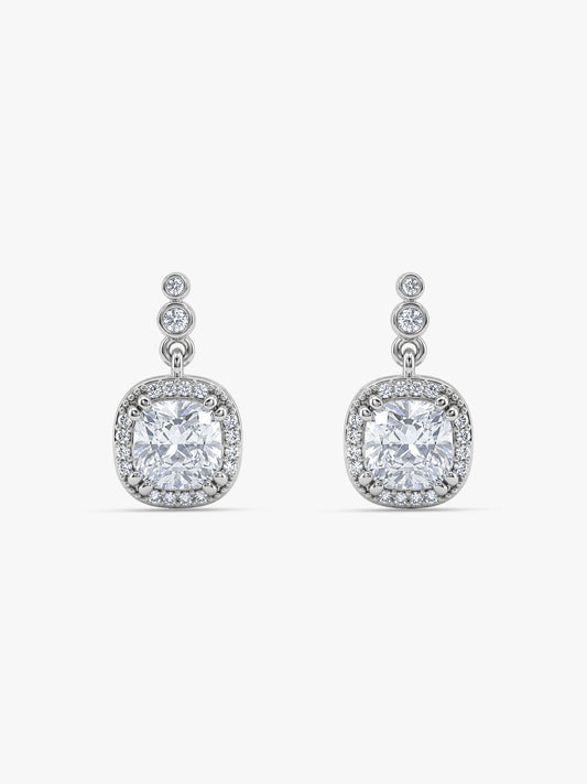 Silver Zircon Halo Earrings