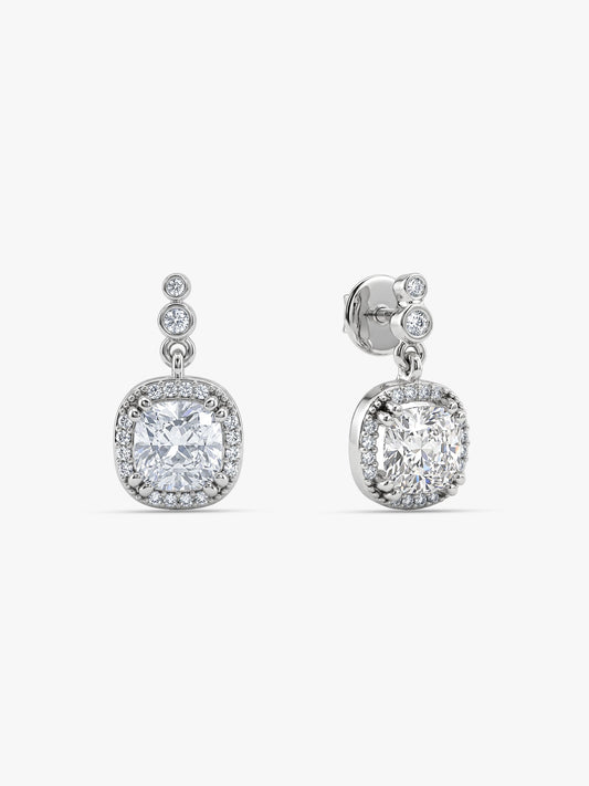 Silver Zircon Halo Earrings