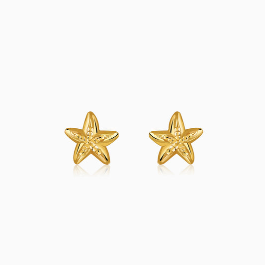 Golden Cute Starfish Studs