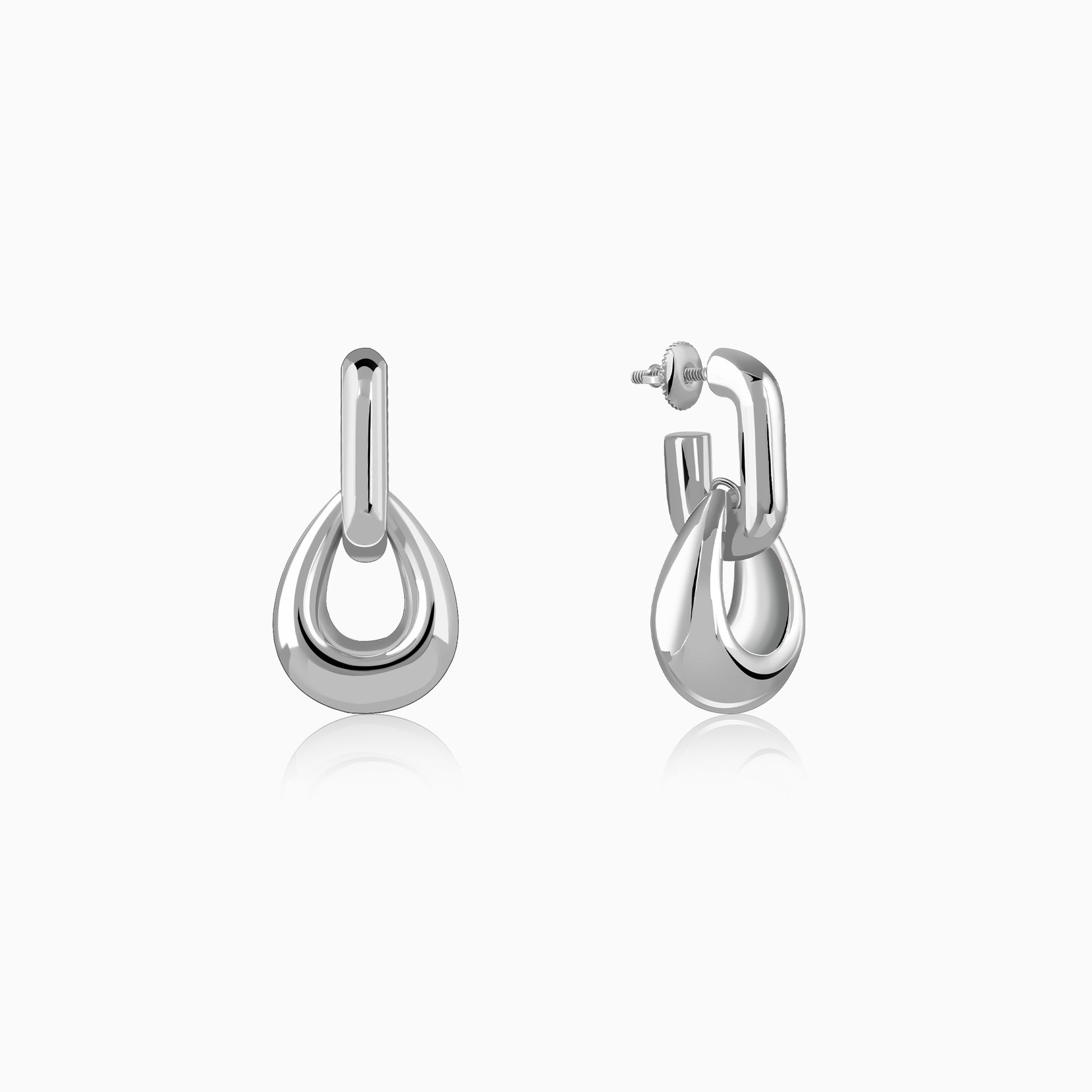 Silver Beauty J Hoop Earrings