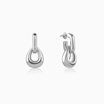 Silver Beauty J Hoop Earrings