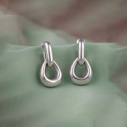 Silver Beauty J Hoop Earrings