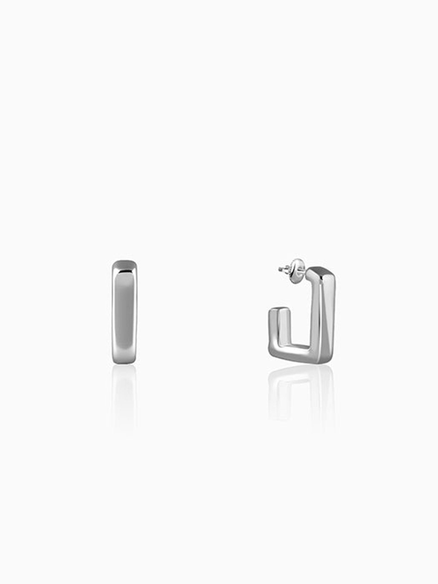 Silver Modern J Hoop Earrings
