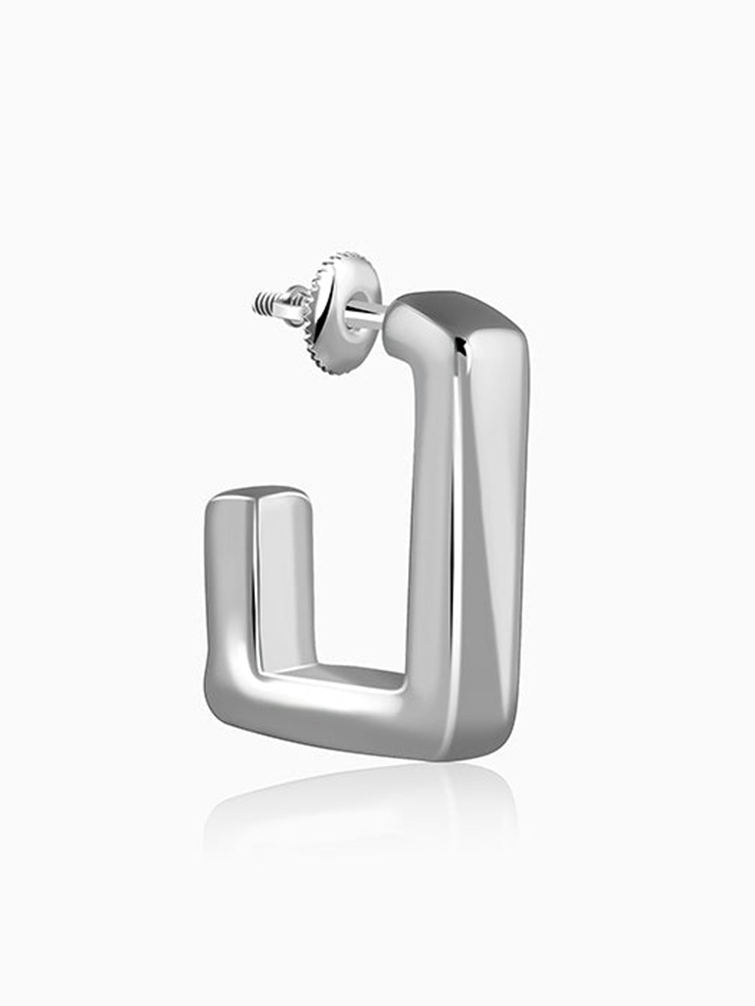 Silver Modern J Hoop Earrings