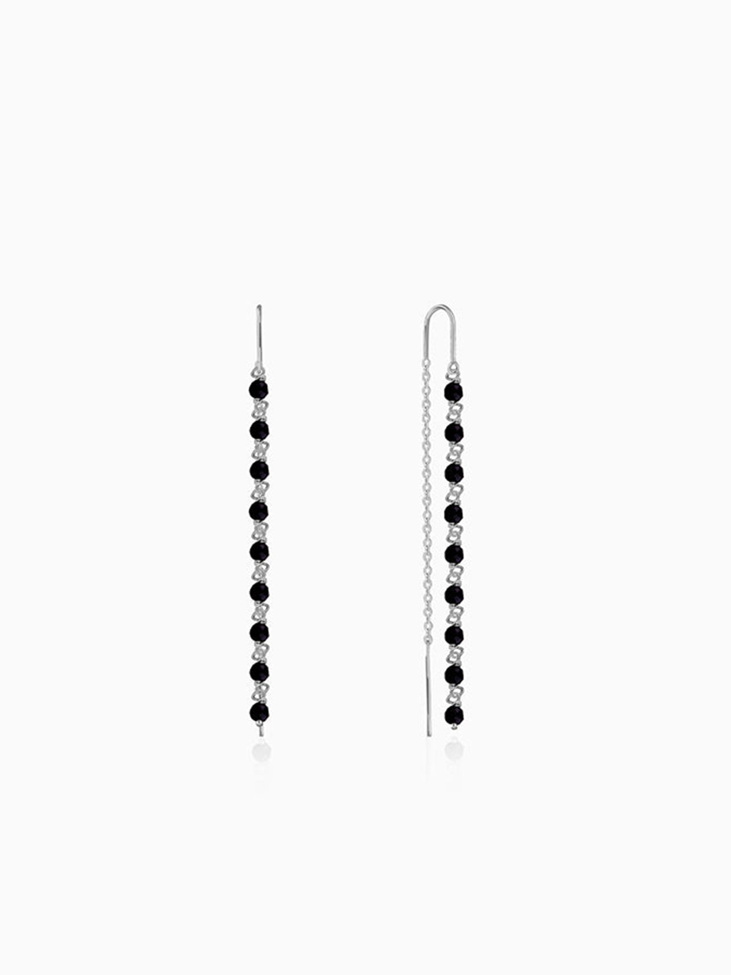 Silver Orlina Noir Sui Dhaga Earrings