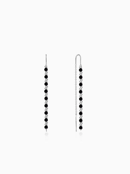 Silver Orlina Noir Sui Dhaga Earrings