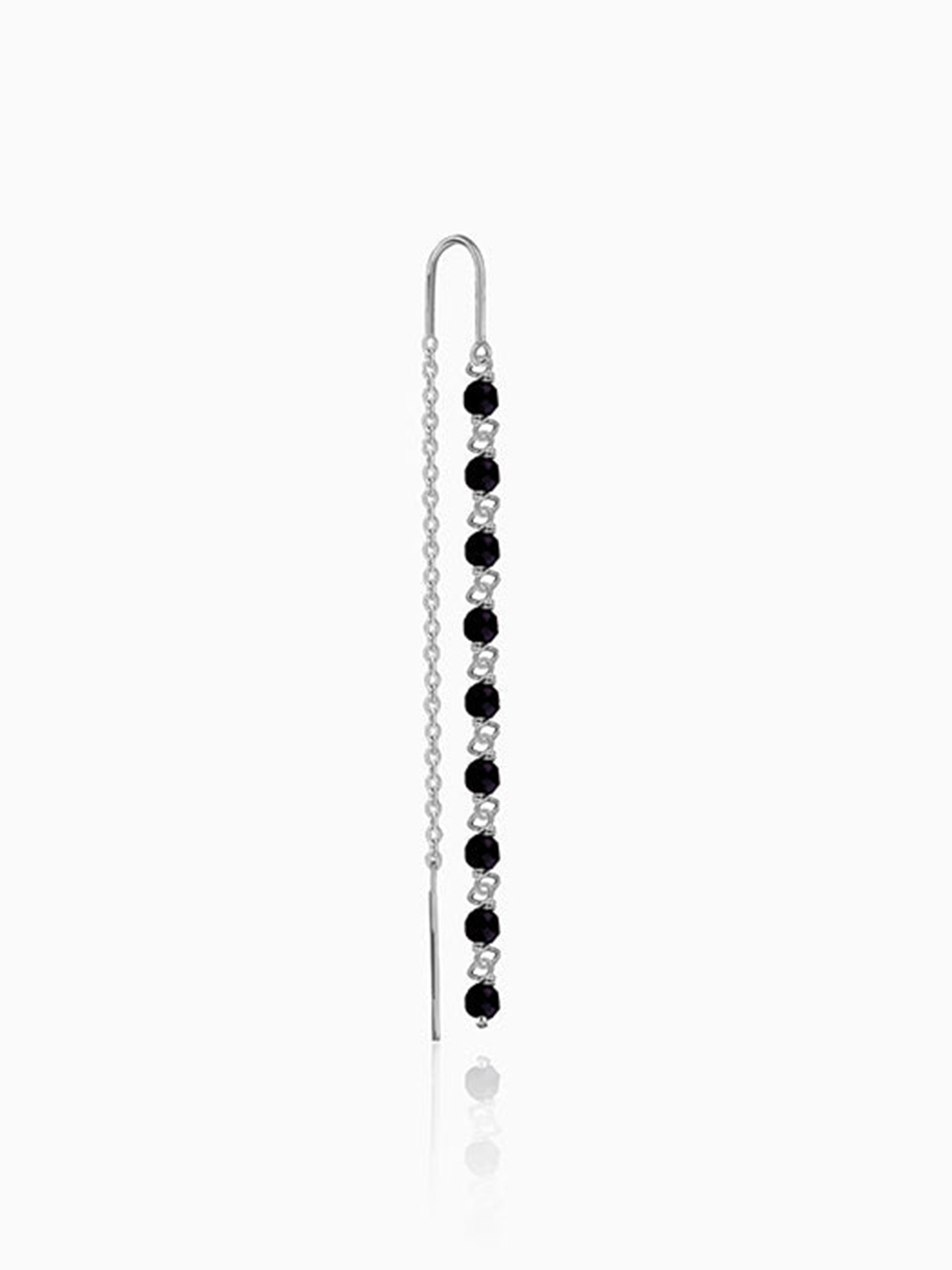Silver Orlina Noir Sui Dhaga Earrings