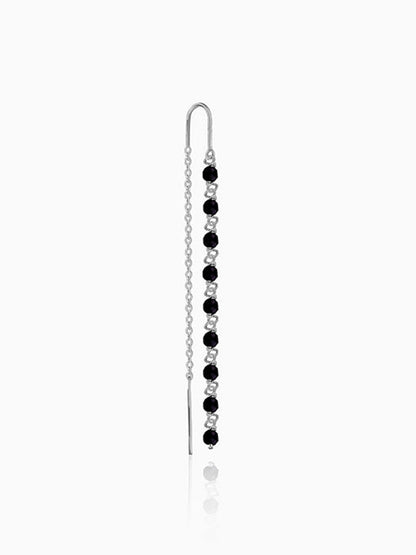 Silver Orlina Noir Sui Dhaga Earrings