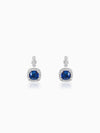 Silver Sapphire Blue Halo Earrings
