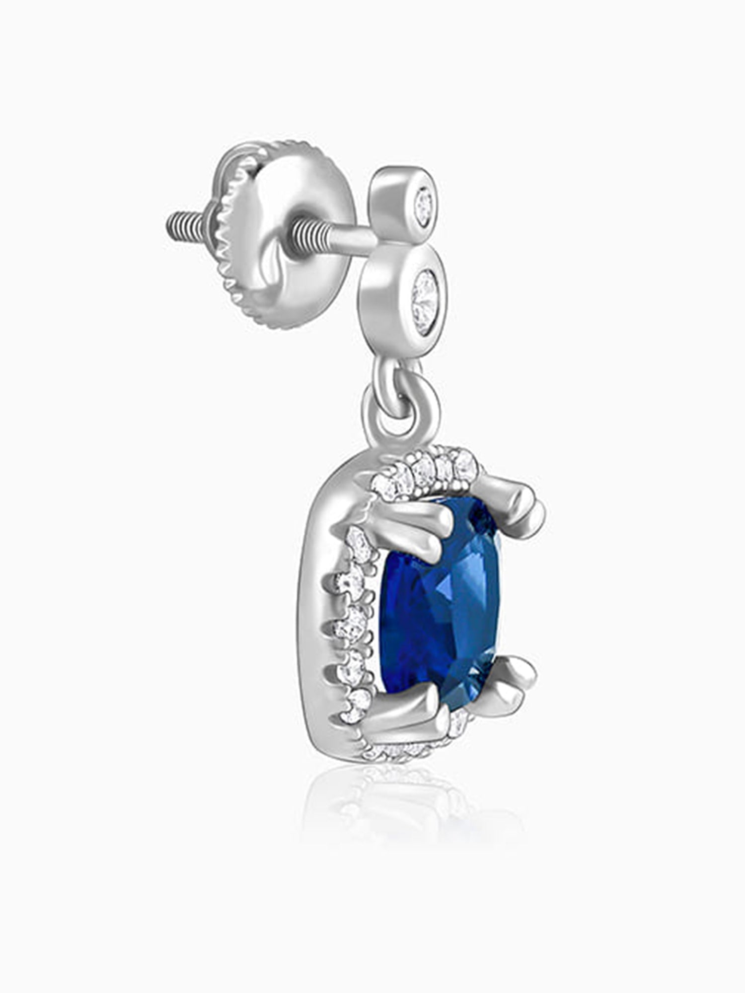 Silver Sapphire Blue Halo Earrings