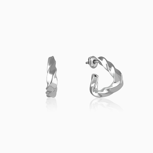 Silver Twisted Story Hoop Earrings