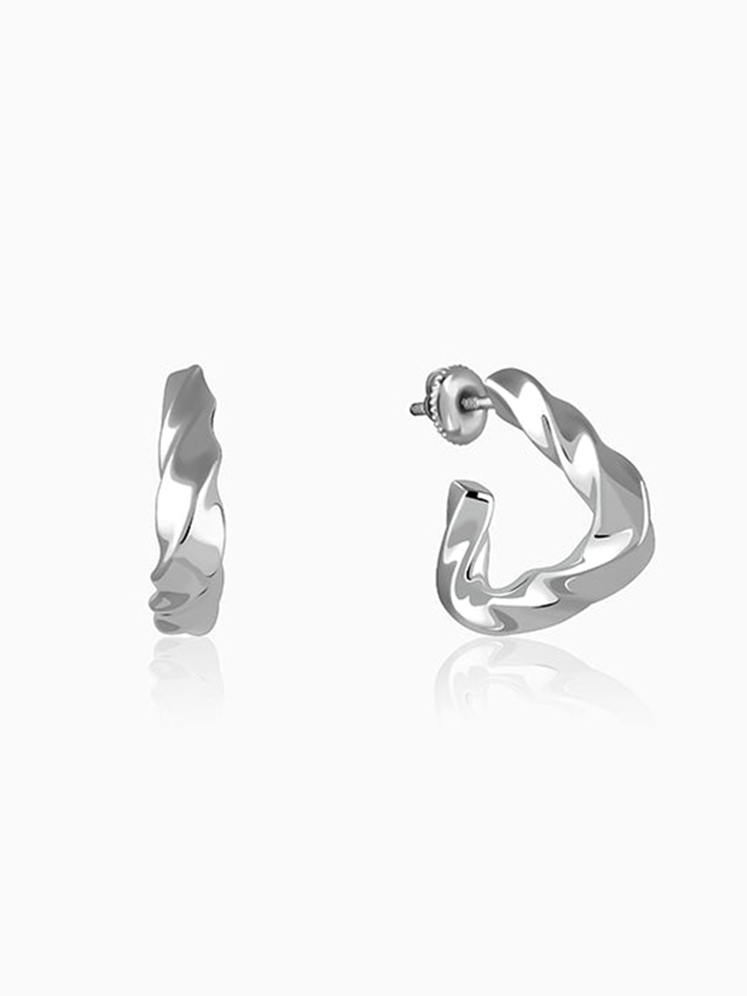 Silver Twisted Story Hoop Earrings