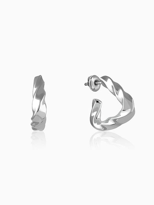 Silver Twisted Story Hoop Earrings