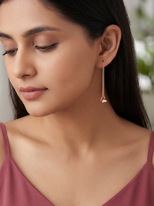 Rose Gold Fluttering Beauty Sui Dhaga Earrings