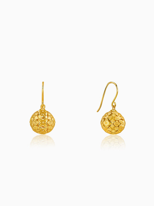 Golden Rose Ball Hook Earrings