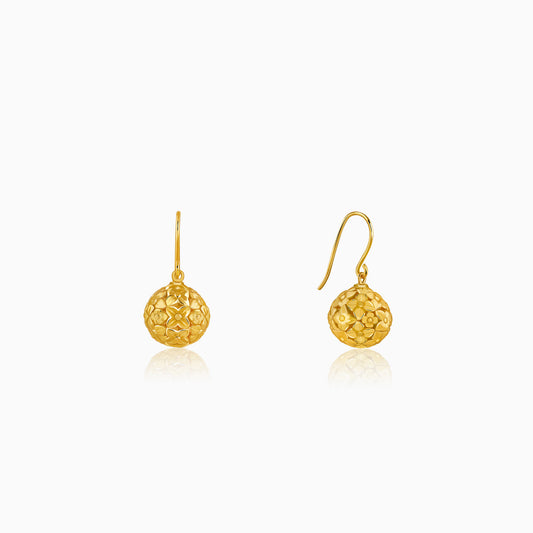 Golden Rose Ball Hook Earrings
