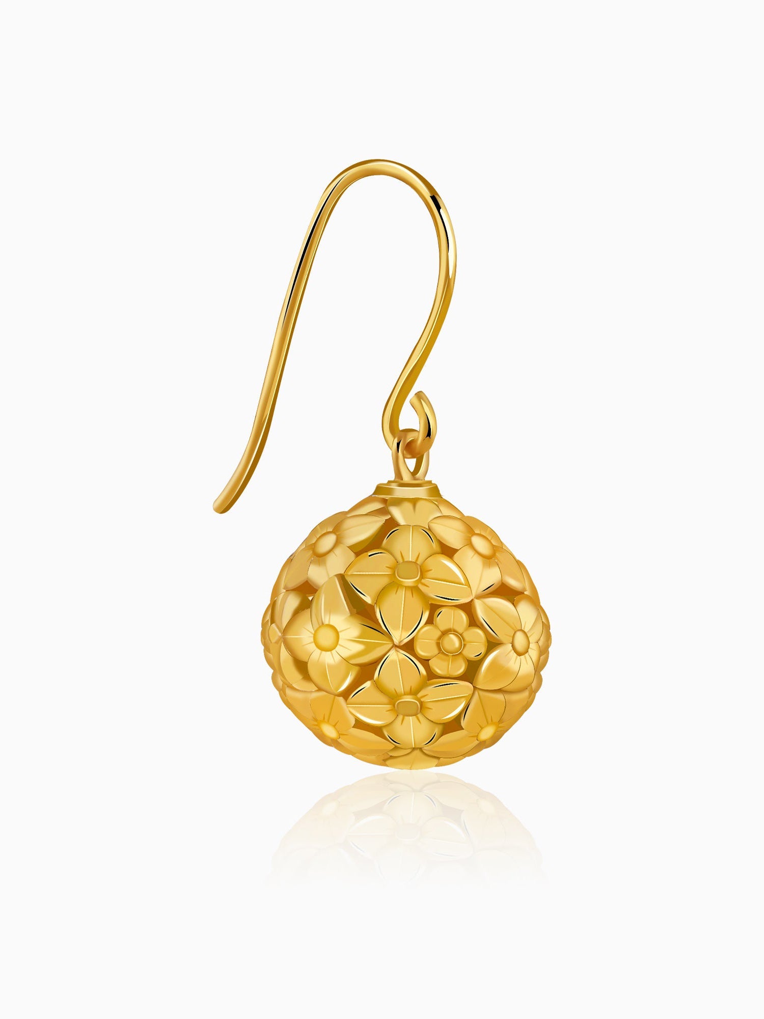 Golden Rose Ball Hook Earrings