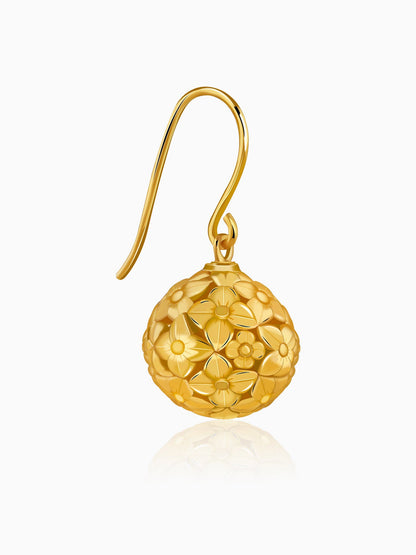 Golden Rose Ball Hook Earrings