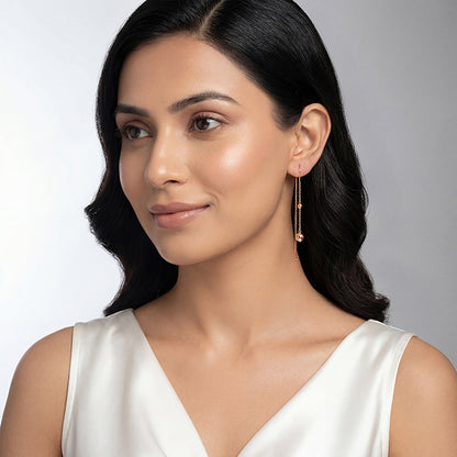 Rose Gold Aurex Beadline Sui Dhaga Earrings