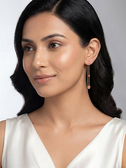 Rose Gold Aurex Beadline Sui Dhaga Earrings