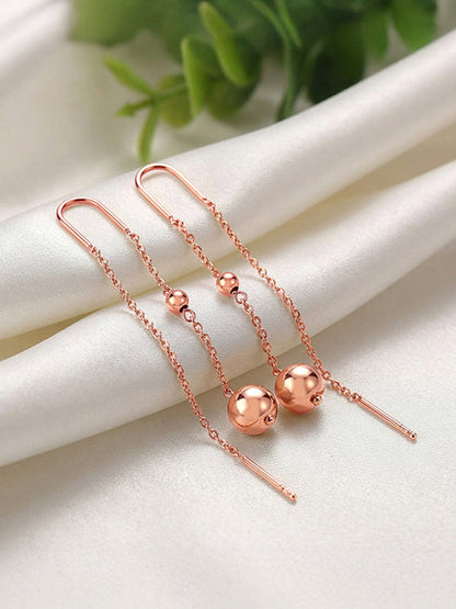 Rose Gold Aurex Beadline Sui Dhaga Earrings