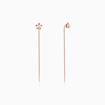 Rose Gold Courteney Pearl Sui Dhaga Earrings