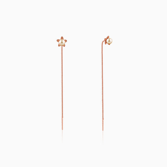 Rose Gold Courteney Pearl Sui Dhaga Earrings