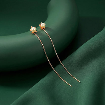 Rose Gold Courteney Pearl Sui Dhaga Earrings