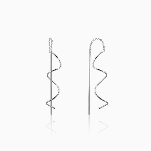 Silver Nyra Spiral Sui Dhaga Earrings