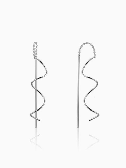 Silver Nyra Spiral Sui Dhaga Earrings