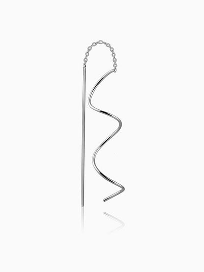 Silver Nyra Spiral Sui Dhaga Earrings