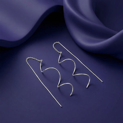 Silver Nyra Spiral Sui Dhaga Earrings