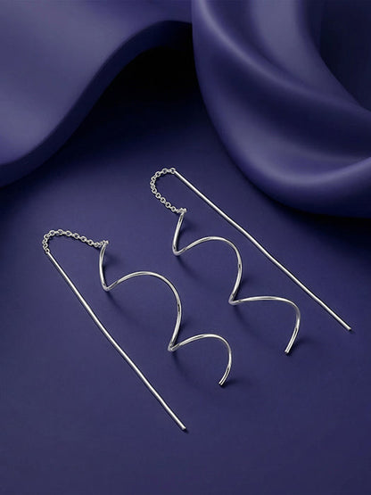 Silver Nyra Spiral Sui Dhaga Earrings