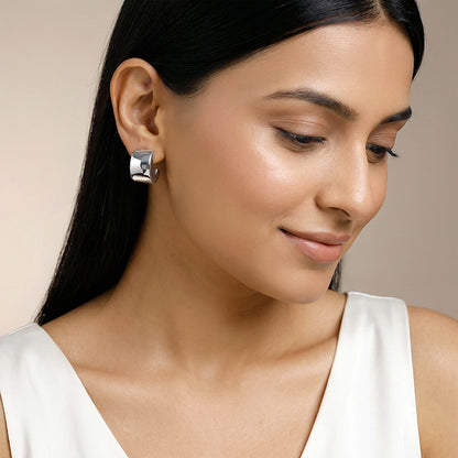 Silver Bold Half Hoop Earrings