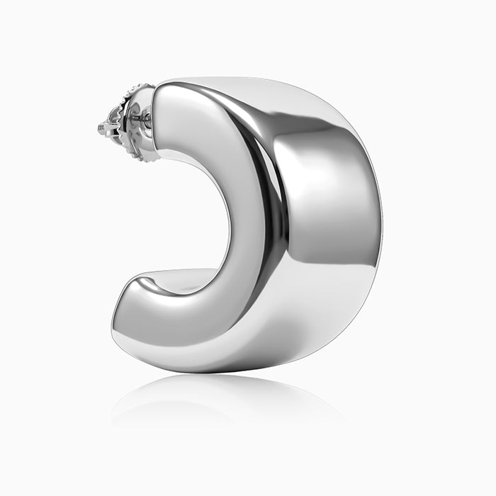 Silver Bold Half Hoop Earrings