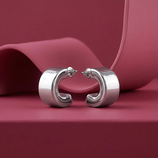 Silver Bold Half Hoop Earrings