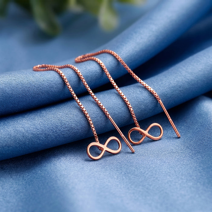 Rose Gold Infinite Threader Earrings