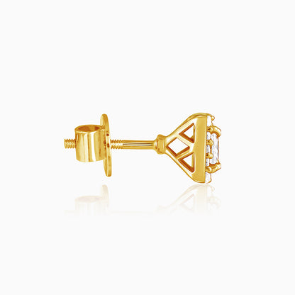 Golden Zircon Square Halo Earrings
